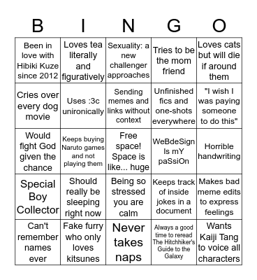 Mogi is tired Bingo Card