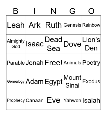 Bible Bingo Card