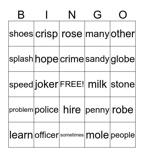 Kaiden's Bingo Card