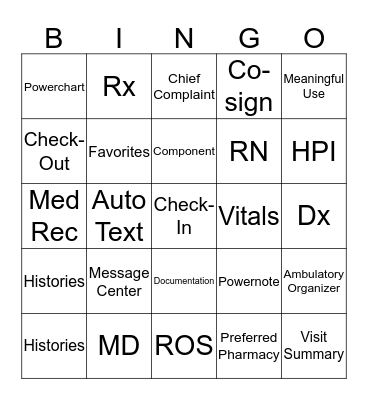 Healthcare Bingo Card