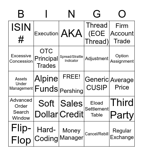 Pershing Bingo! Bingo Card