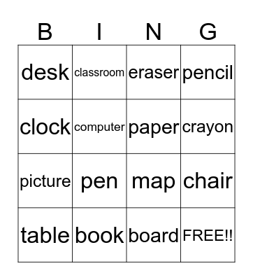 Classroom BINGO! Bingo Card