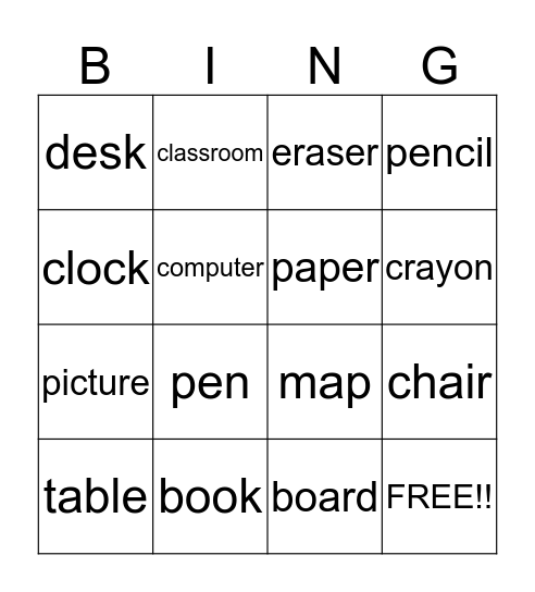 Classroom BINGO! Bingo Card