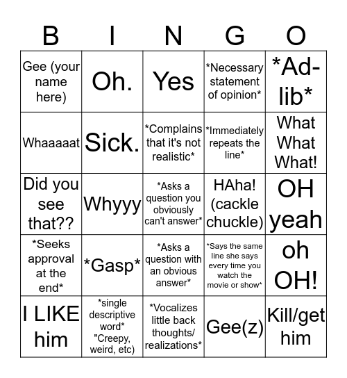 Movie/show with Deb Bingo Card