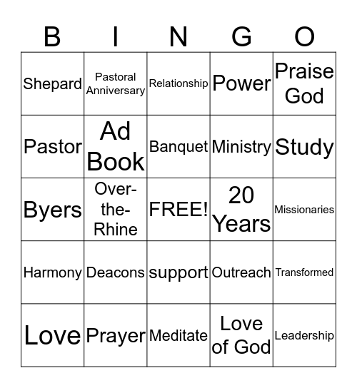 "All things St. Mary Baptist church" Bingo Card