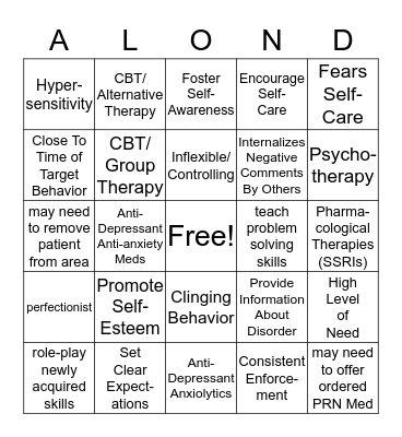 CLUSTER C BINGO Card