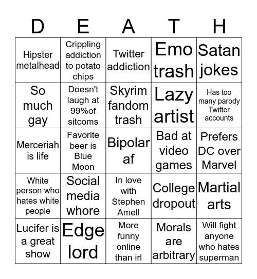 Here, do this thing Bingo Card