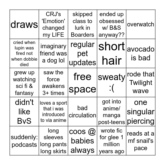 bing(rey)o Bingo Card