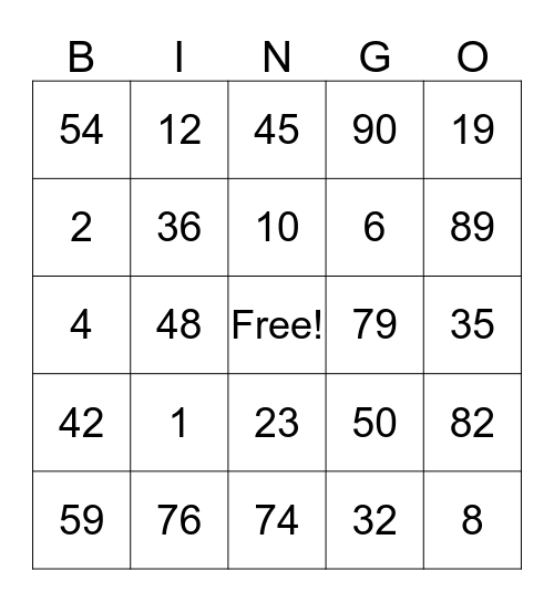 Spanish Bingo! Bingo Card
