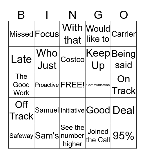 Sammy's Birthday Buzzword Bingo Card