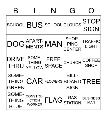 SCENIC RIDE BINGO Card
