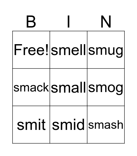 Blends Bingo Card