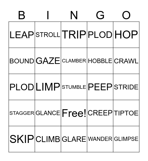 Ways of Moving and Looking BINGO! Bingo Card