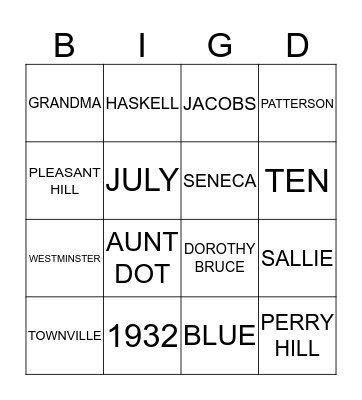 BIG D BIRTHDAY CELEBRATION Bingo Card