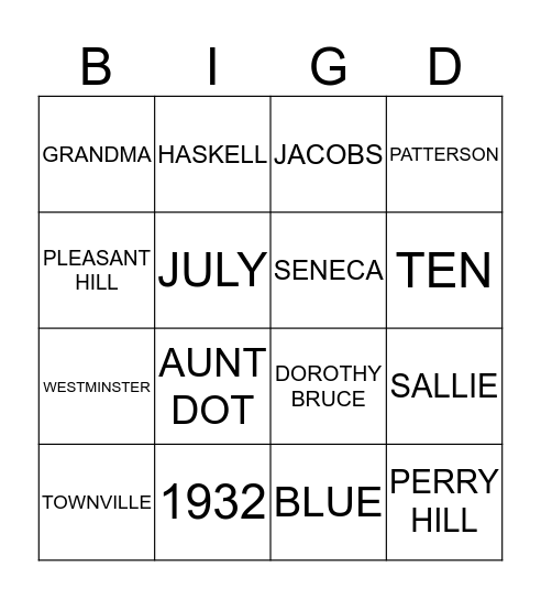 BIG D BIRTHDAY CELEBRATION Bingo Card