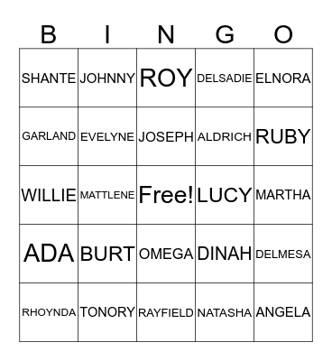 CALLINS/CLAY FAMILY REUNION Bingo Card