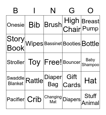 Oh Boy! Baby Bingo!  Bingo Card