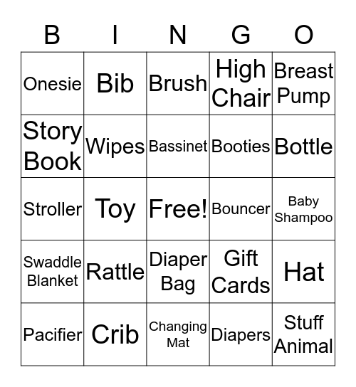 Oh Boy! Baby Bingo!  Bingo Card