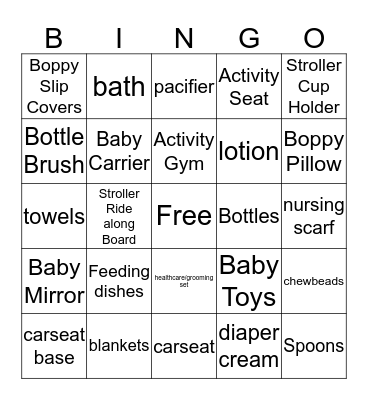 Baby Wadie Bingo Card