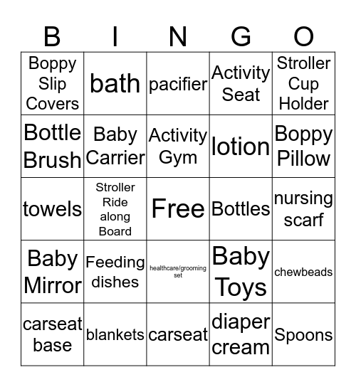 Baby Wadie Bingo Card