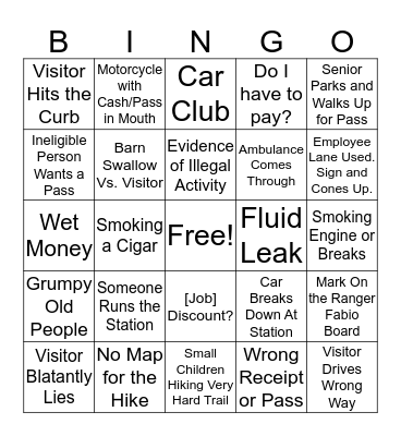 Visitor Bingo Card
