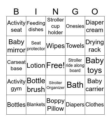 Baby Wadie Bingo Card