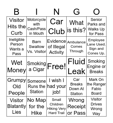 Visitor Bingo Card
