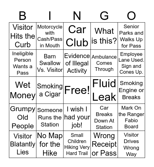 Visitor Bingo Card