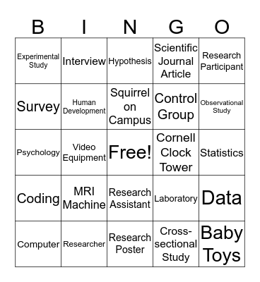 Human Development Research Terms Bingo Card