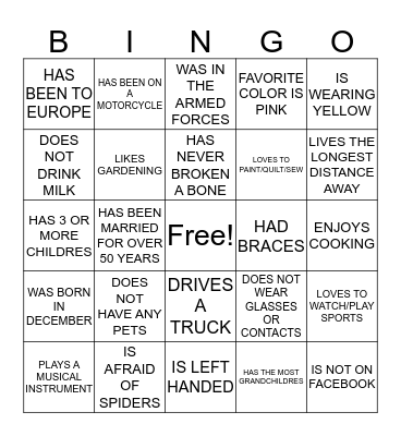 ICEBREAKER BINGO Card