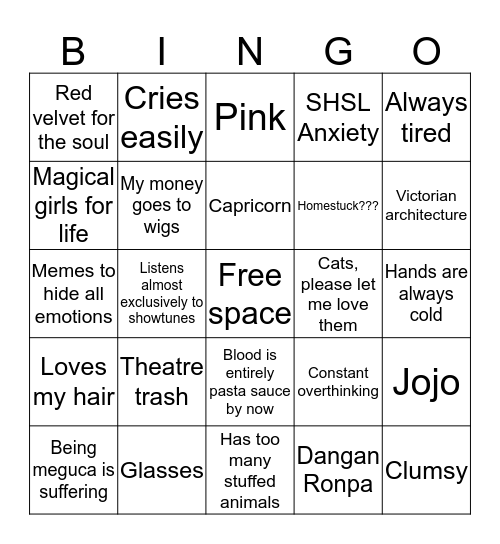 Jinxezi Bingo Card