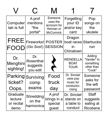 VanderCook Summer Graduate Program 2017 Bingo Card