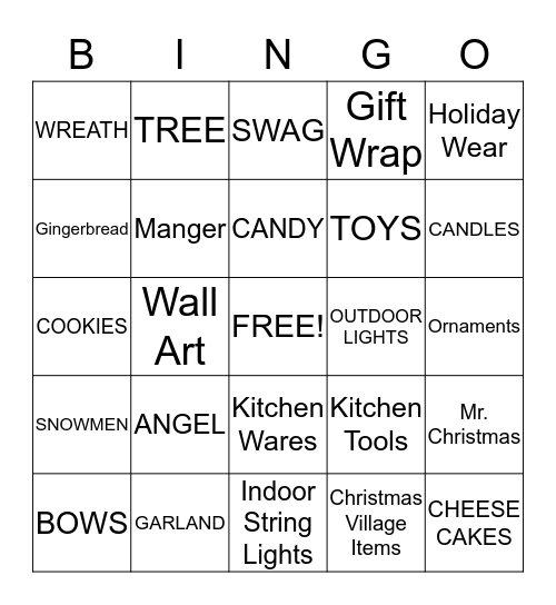 QVC CHRISTMAS IN JULY Bingo Card
