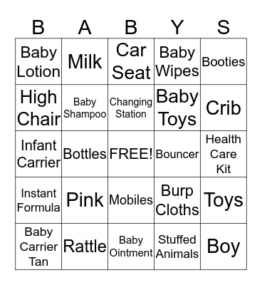 AVION BABY SHOWER Bingo Card