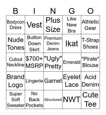 Style Search D Bingo Card