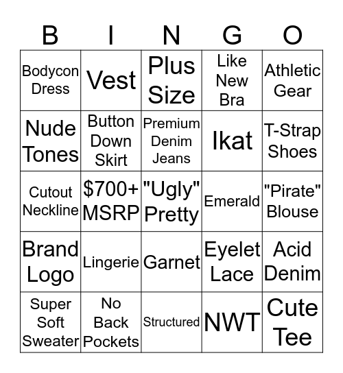 Style Search D Bingo Card