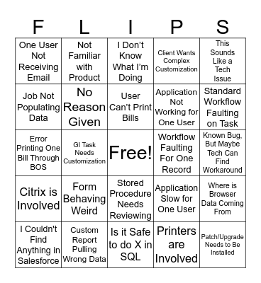 Flips Bingo Card