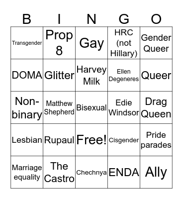 Everwise - PRIDE Bingo! Bingo Card