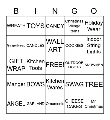 QVC CHRISTMAS IN JULY Bingo Card