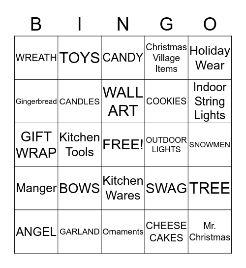 QVC CHRISTMAS IN JULY Bingo Card