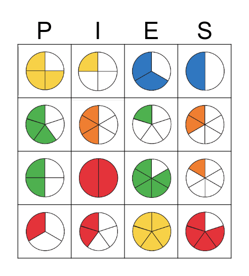 Fraction BINGO Card