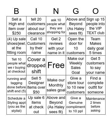 CLOTHES MENTOR HV BINGO Card