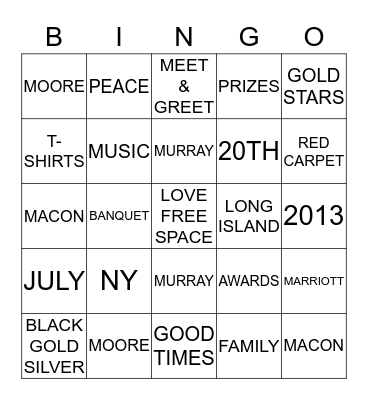 MACON MOORE MURRAY Bingo Card