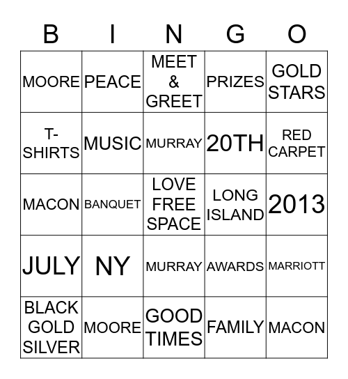 MACON MOORE MURRAY Bingo Card