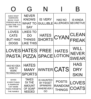 This is a title Bingo Card