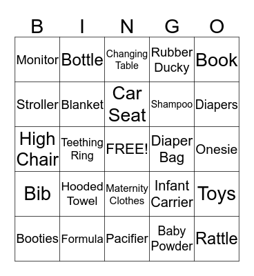 Michele's Baby Shower Bingo Card