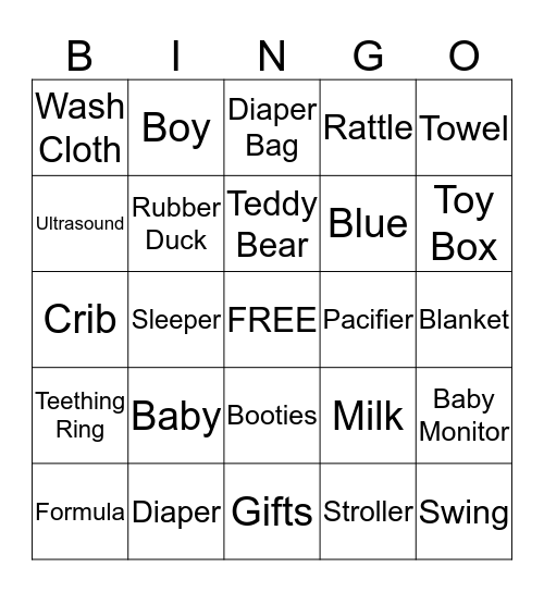 Jayden Baby Shower Bingo Card