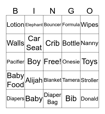 BABY SHOWER BINGO Card