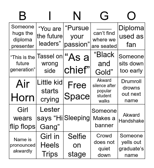 Chelsea's Grad Bingo Card