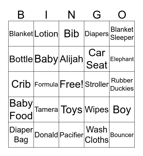 BABY SHOWER BINGO Card